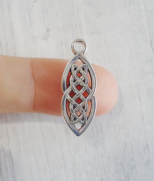 Celtic Knot Charms, 1" Tall, Silver Finish, Set of 10