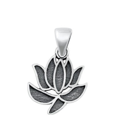 Small Sterling Silver Lotus Pendant Charm with Bail, 11mm Tall