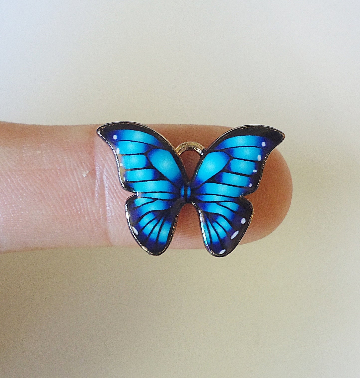 Butterfly Charms / Pendants, Blue, Pink, Yellow, Purple, Light Gold, Enameled, 7/8" W x 5/8" Tall