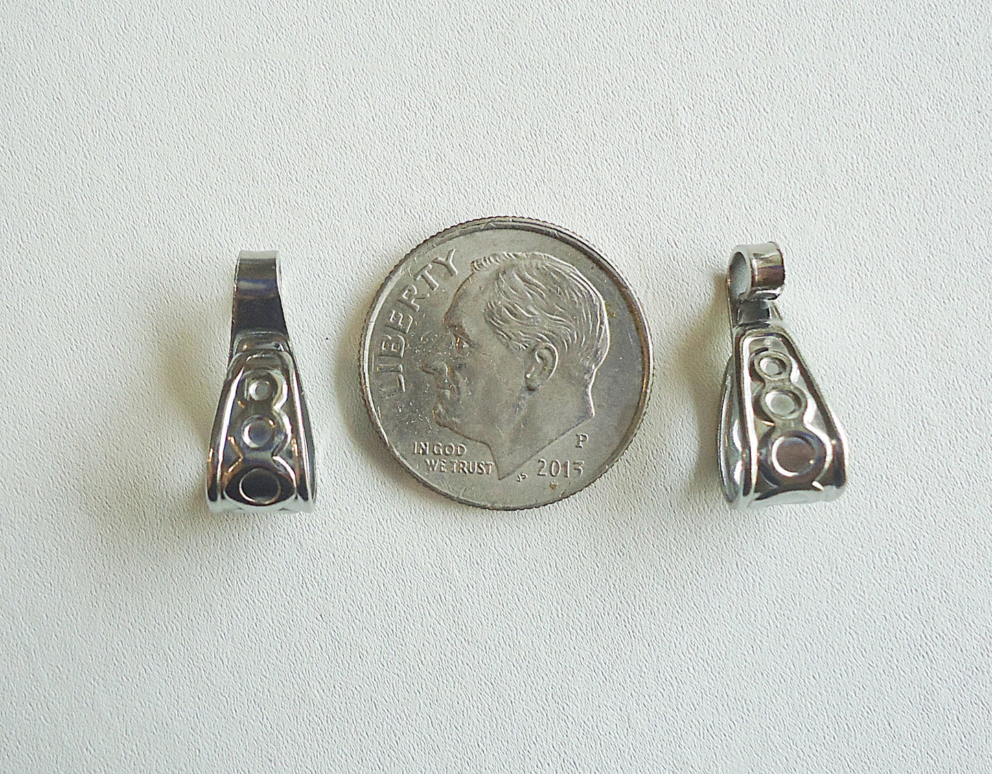 Stainless Steel Bails, 15.5mm Tall x 6mm Wide, Fancy