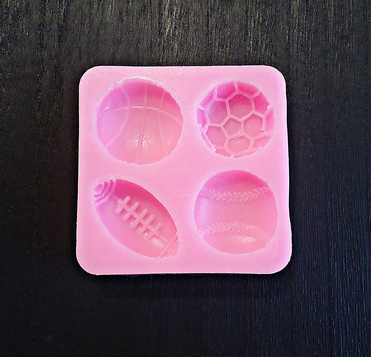 Small Silicone Mold, Sports Balls, Basketball, Football, Baseball, Soccer Ball, Food Safe, Candy, Wax, Clay, Chocolate, Fondant, Epoxy Resin