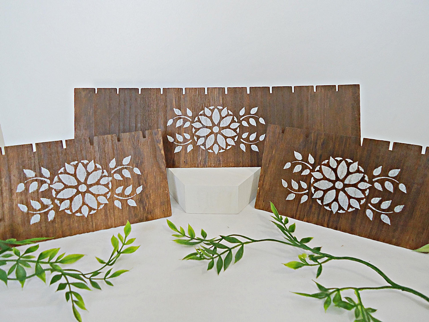 Set of 3 Wooden Earring Display Boards, Brown, Holds 12 pairs of earrings