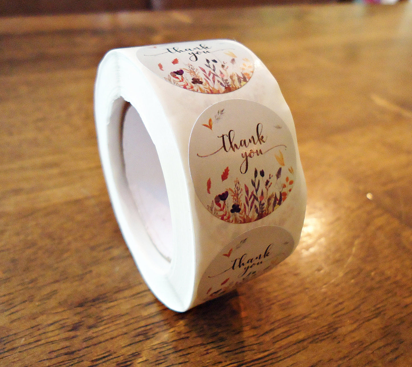 500 Stickers, 'Thank You', Wild Flowers, 1 inch Wide, Packaging, Labels, Autumn Colors