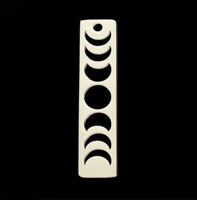 Stainless Steel Moon Phases Bar Pendant / Charm, 35mm Tall, Set of 2