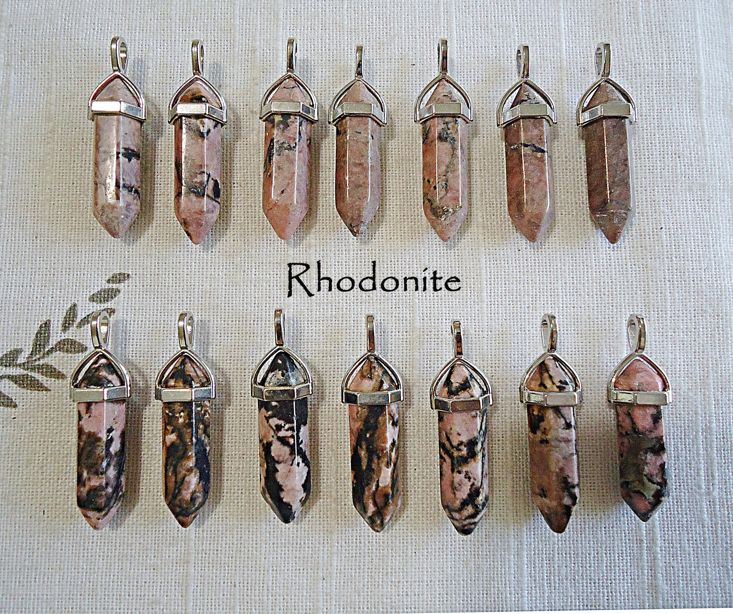 Stone Slider Pendant, Double Terminated, Amethyst Tigereye Quartz Fluorite Green Aventurine Rhodonite Zebra Red Kambaba Jasper Black Obsidian Lapis