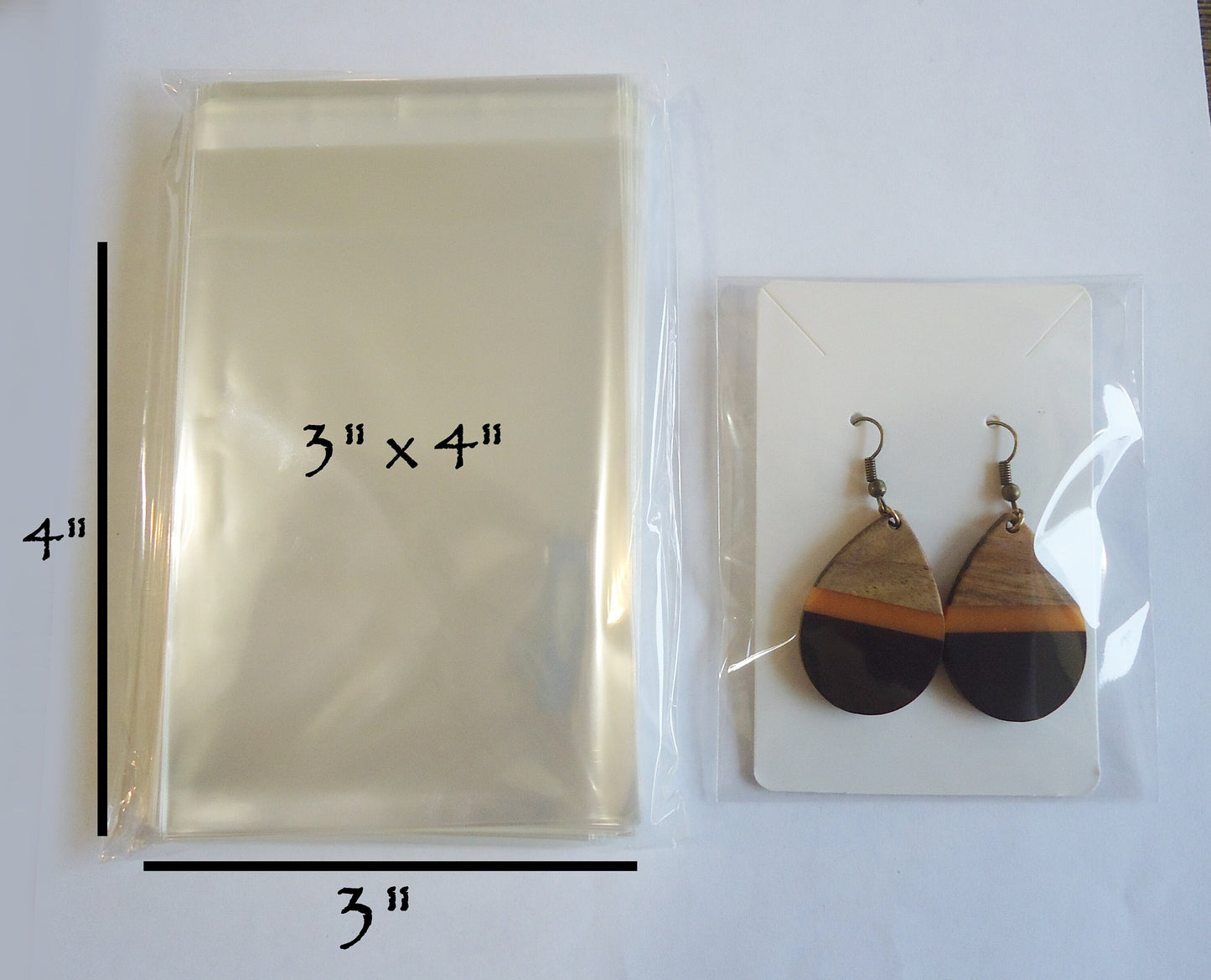 Polypropylene Cello Bags for Small Items, Packs of 100, 1.5"x2", 2"x3", 3"x4", 3"x5", 2"x10"