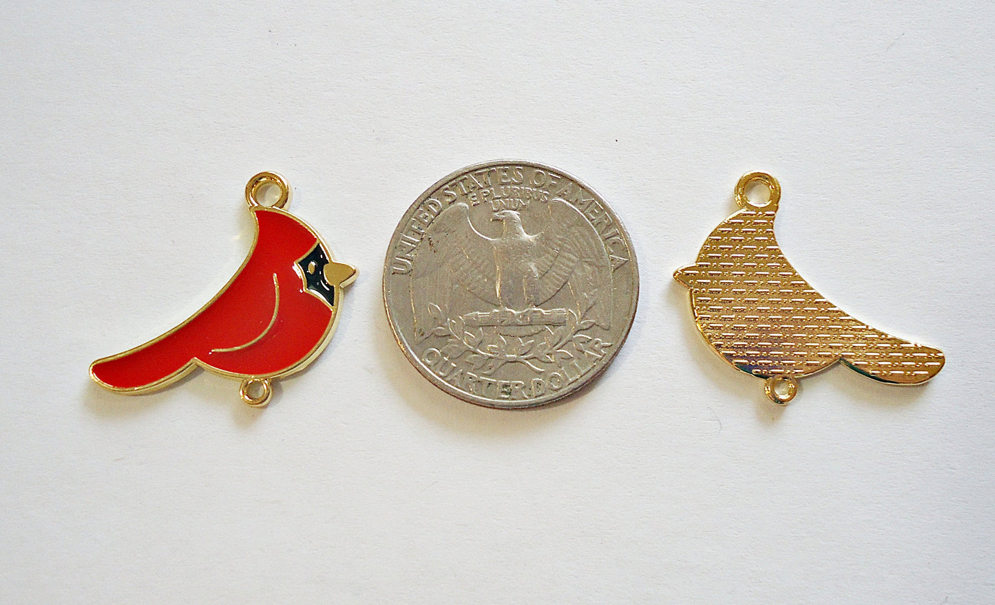 Cardinal Link Connector - Red and Gold - 23mm Tall x 26mm Wide - Enameled