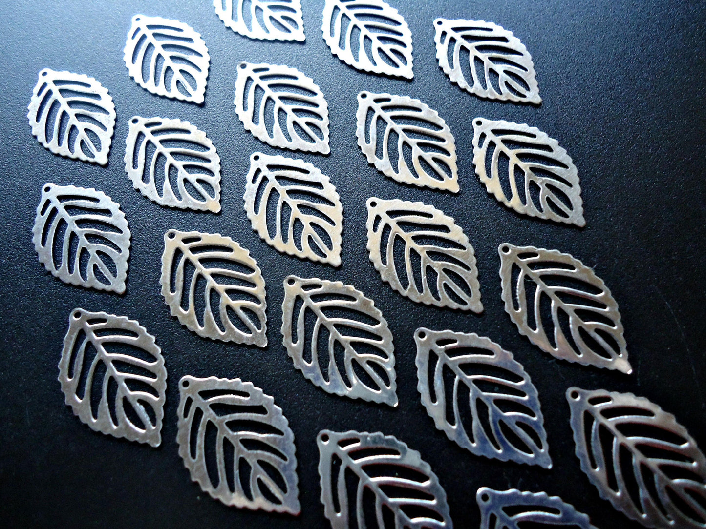 Stainless Steel Laser-Cut Leaf Charms / Pendants - 1" x .5"