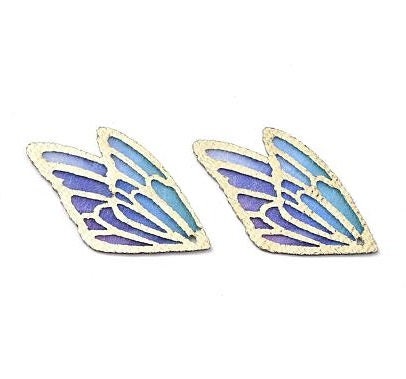 Colorful Fabric Butterfly Wings, Gold Trim, 1.25" Long, Lightweight, Watercolor Pattern, Great for Layering, Set of 5