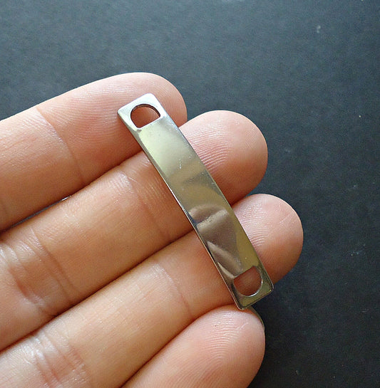 10 Stainless Steel Stamping Blanks, Links, Connectors, Bracelet Links, Curved Rectangle, Set of 10