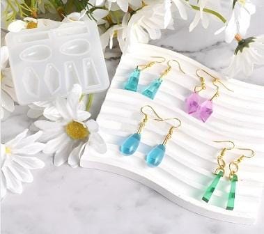 Silicone Mold, Tiny Earrings, Jewel Shaped, Teardrop, Rectangle, Trapezoid, Epoxy Resin Mold, less than one inch