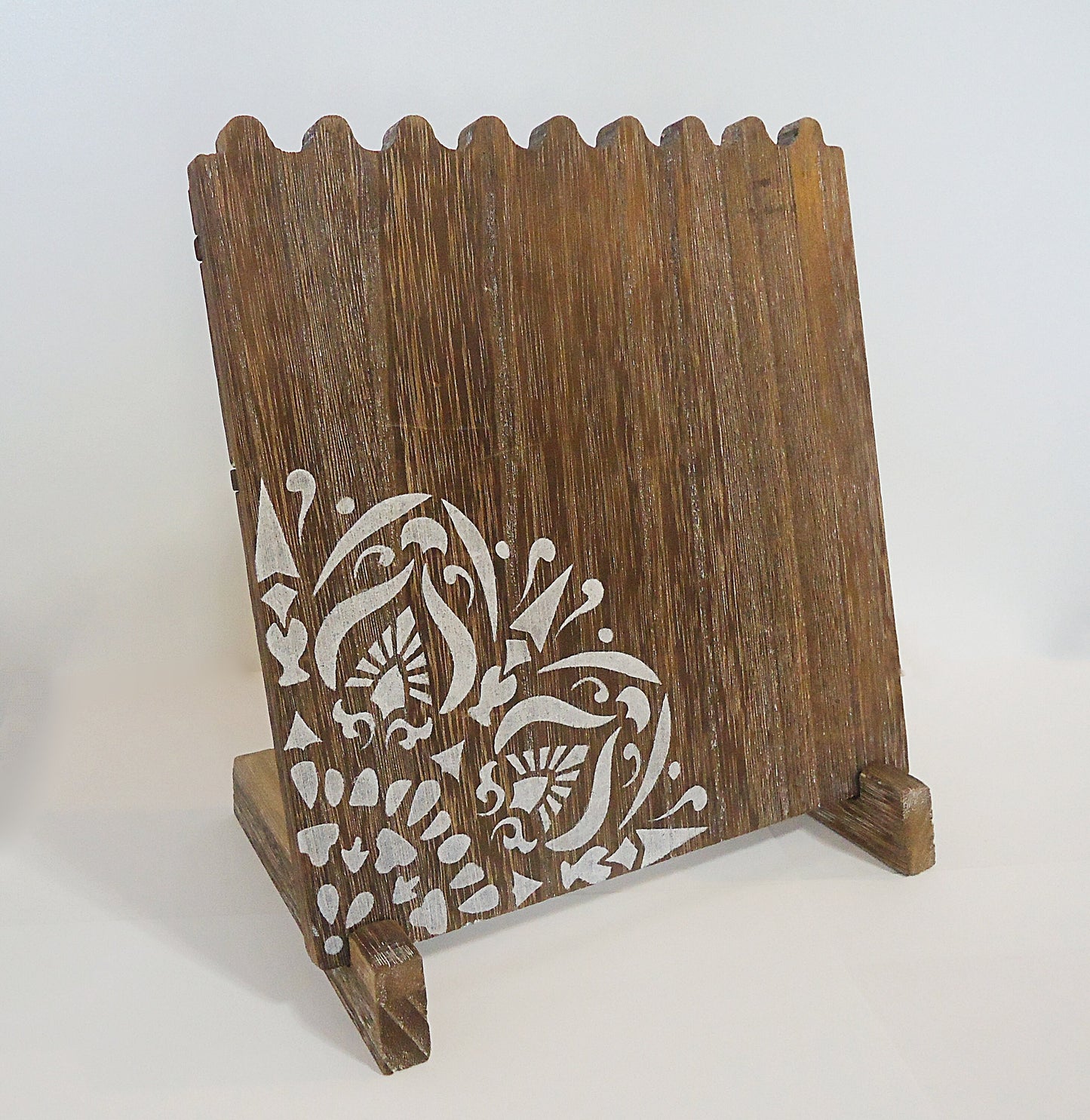 Wooden Necklace Display, Brown or Weathered Brown, Multi-Necklace, 10.25" High, Pegs on Back, Mandala, Flower, Tree of Life, Feathers, Grass