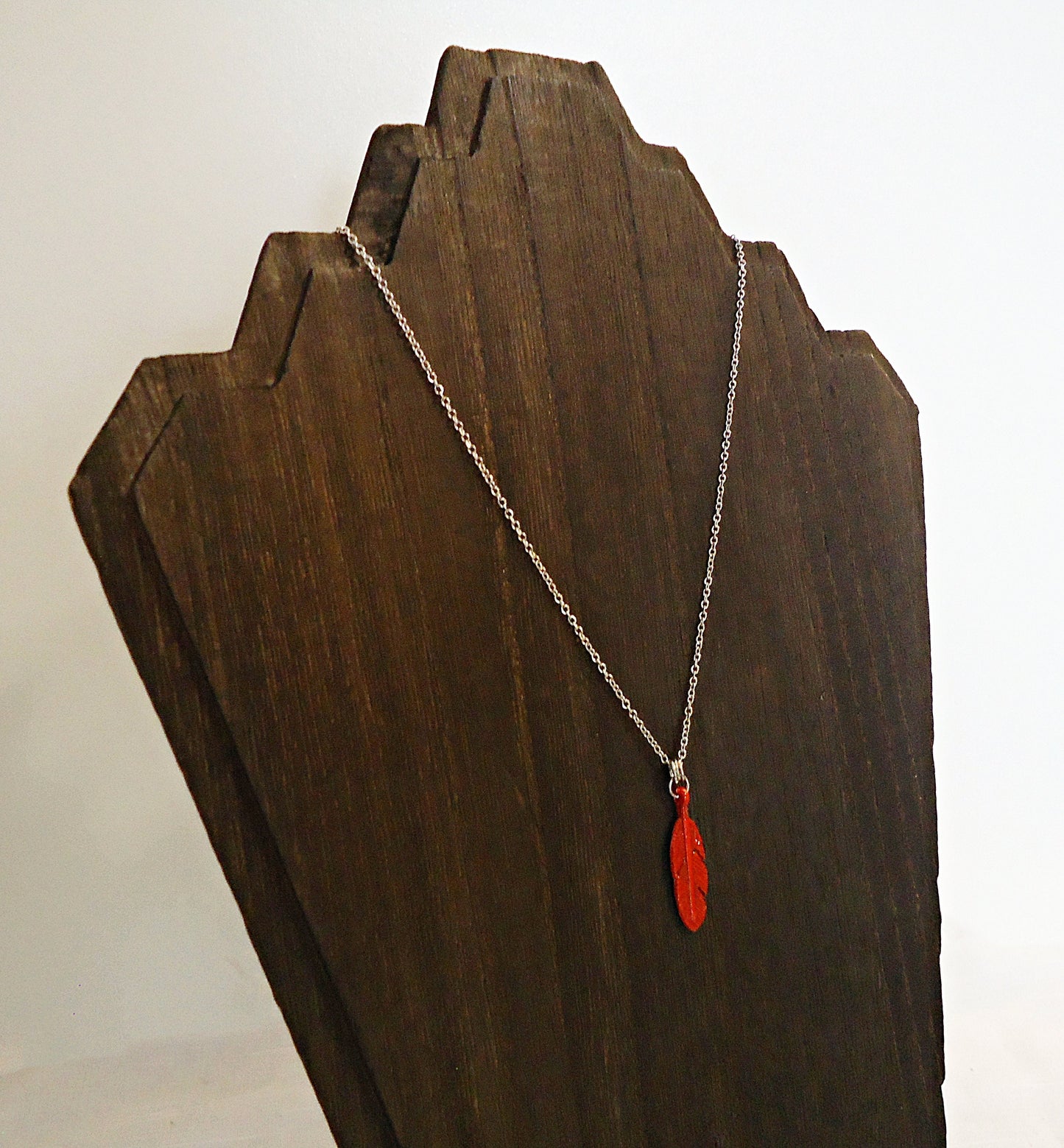 Wooden Easel Necklace Display for 3 Necklaces, Dark Brown Wood, Pegs on Back, Multi-Necklace, Layered Wood