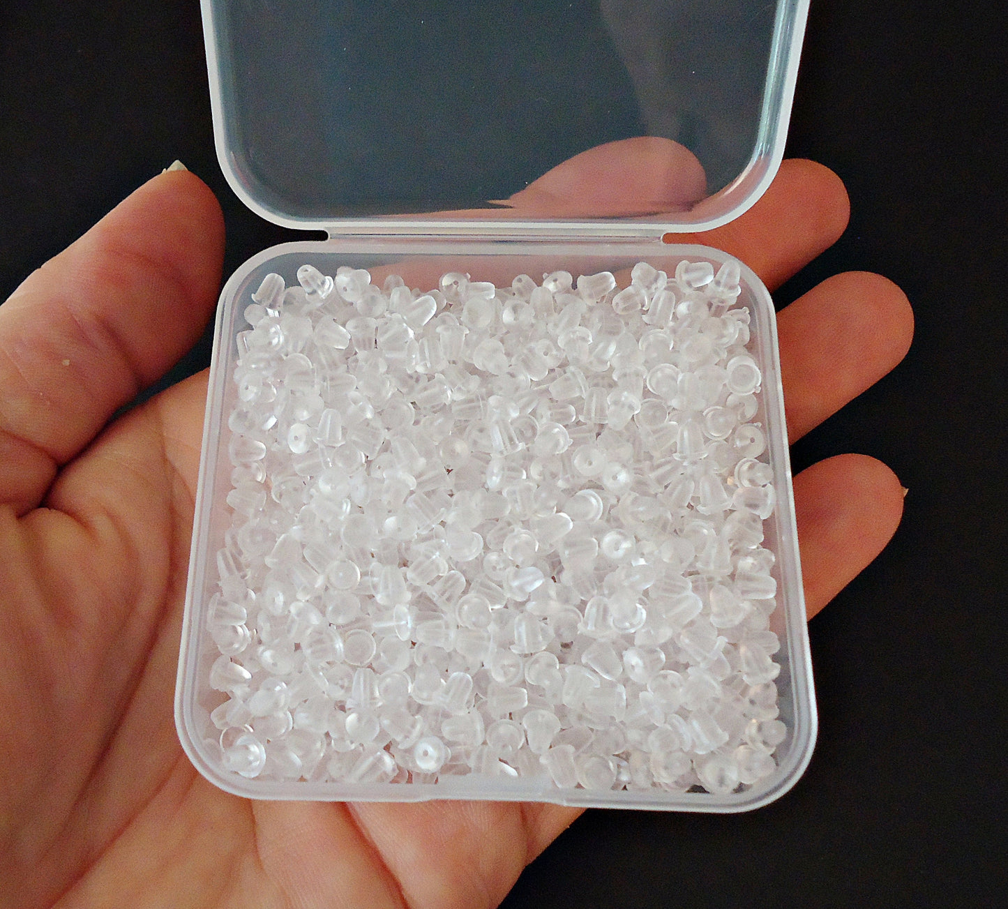 1000 Plastic Earnuts with Case, 4x4mm Plastic Earring backs