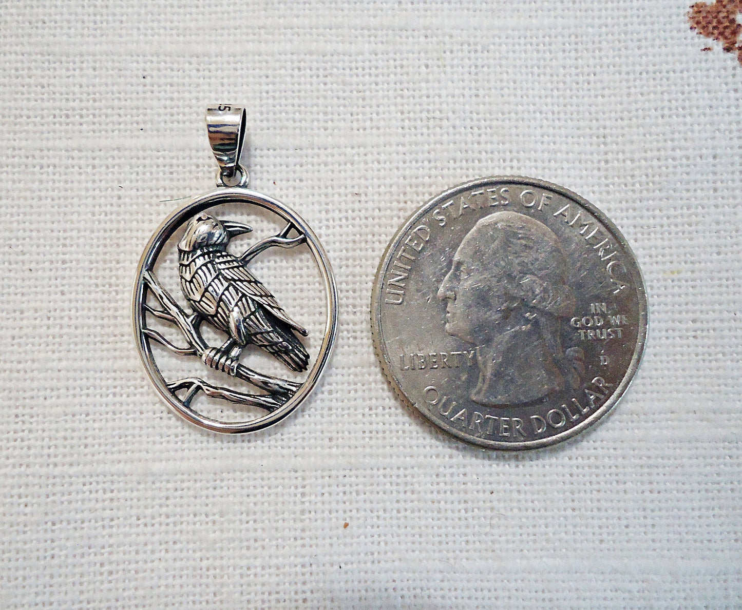 Sterling Silver Raven Pendant, 7/8" Tall, Soldered Bail, Crow, Black Bird