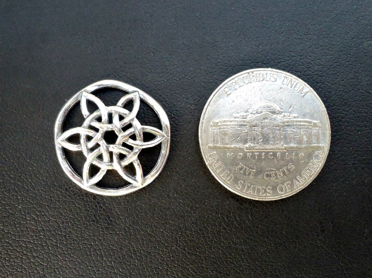 Sterling Silver Celtic Flower Star Pendant / Link / Charm - 3/4" Wide - JBB