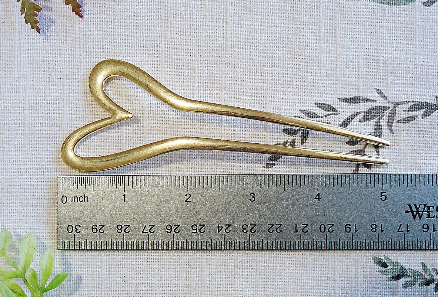 Metal Hair Stick, Double Hair Stick, Bun Holder, Heart, Simple, Hair Fork, Gold and Silver, 5.25" Long