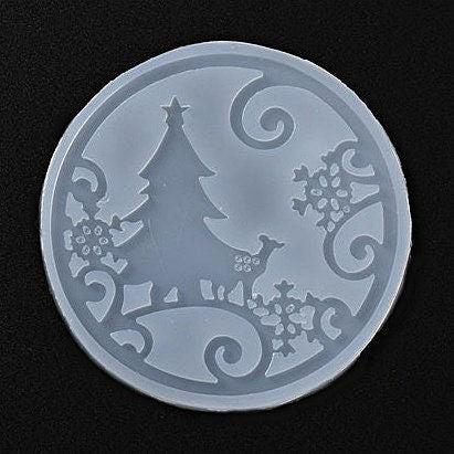 Silicone Molds, Christmas Themed Coasters, Deer, Trees, Ornaments, 3.5" Round, Epoxy Resin Crafts