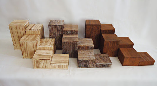 Wooden Display Risers, 3" Square, Hollow, Bracelet and Small Item Display, Brown, Weathered Brown, White, Black, or Natural