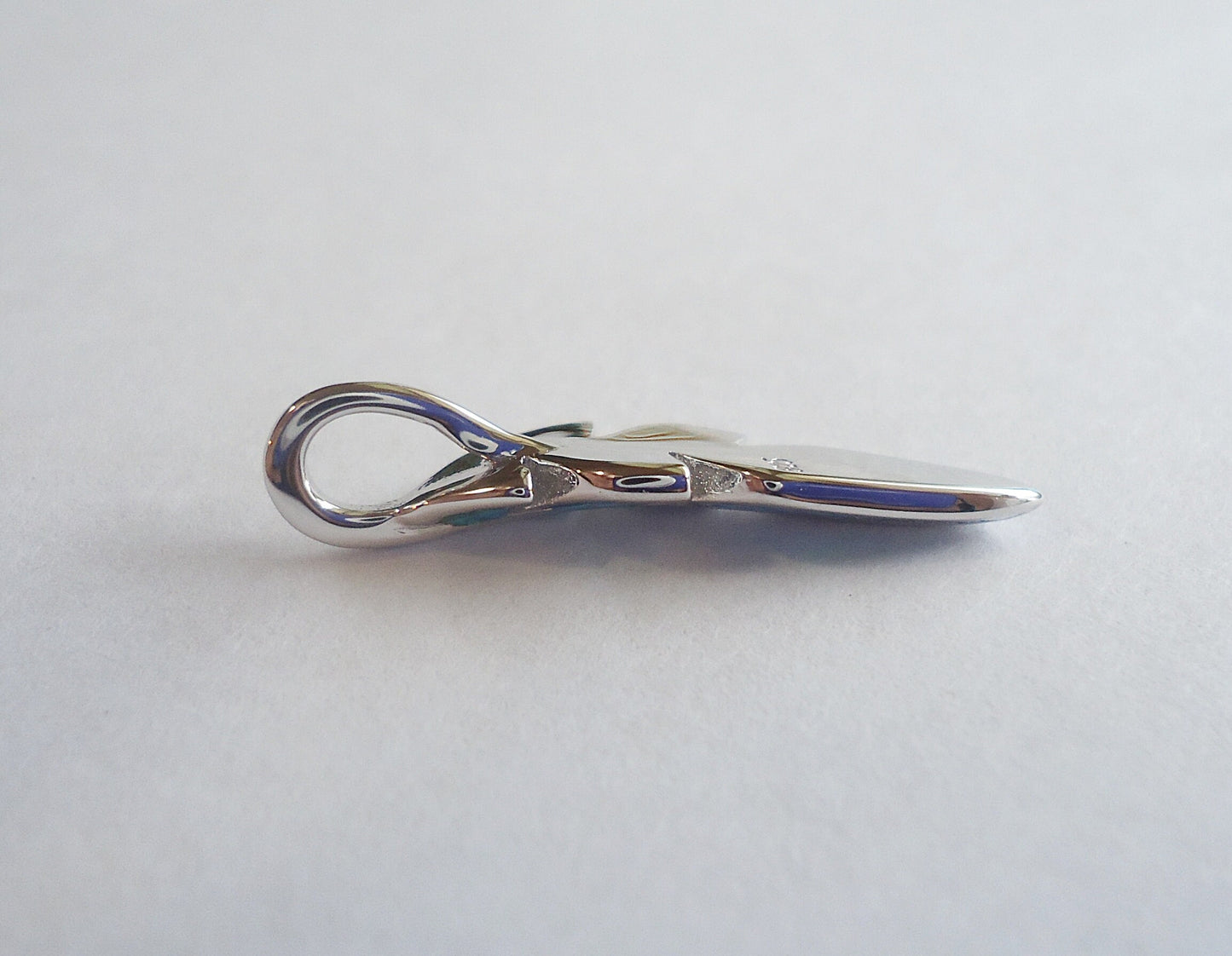 Sterling Silver Feather with Blue Opal, Pendant, 1" Long, Integrated Bail