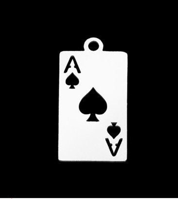 Ace of Spades Playing Cards Charms, Stainless Steel, 19mm x 10mm, Set of 10, Poker