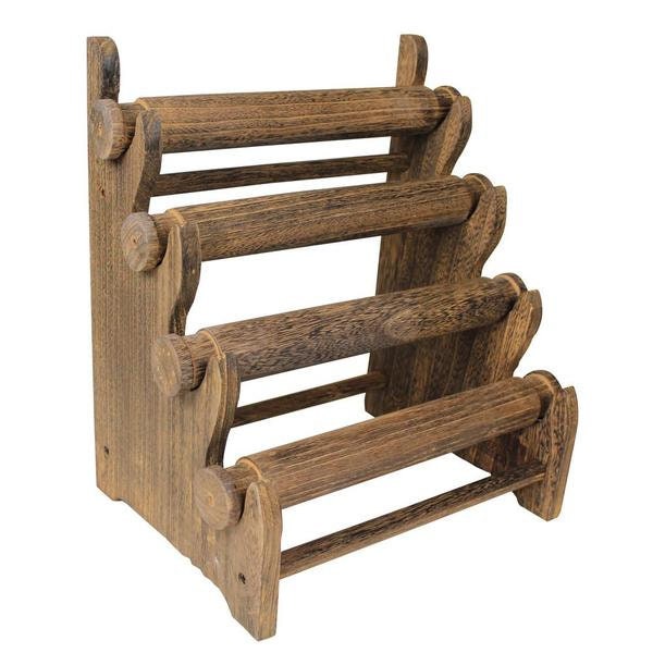 4 Tier Wooden Bracelet Display / Organizer, Natural, Brown, Black, and Weathered Brown, Removable Bars, Plain or Hand-Painted Mandala
