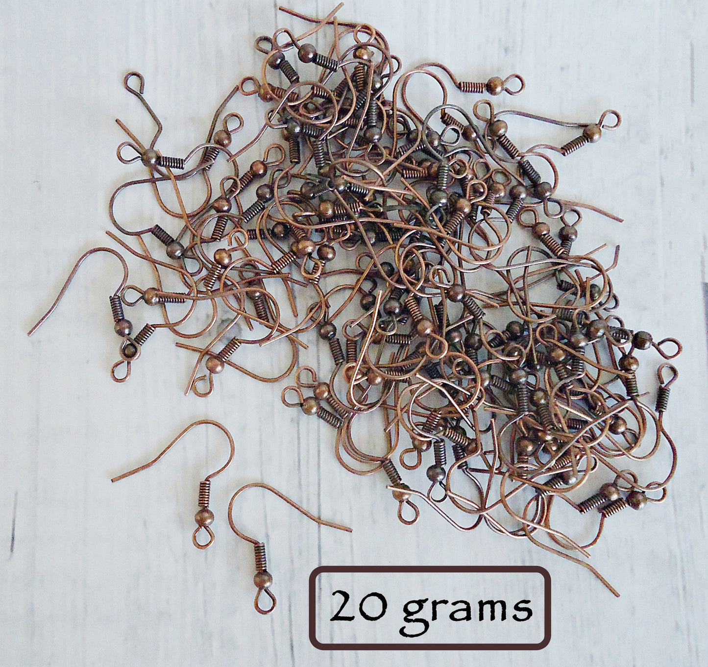 Copper Earwire, Ball and Coil, French Earwire, Nickel Free, 20 grams