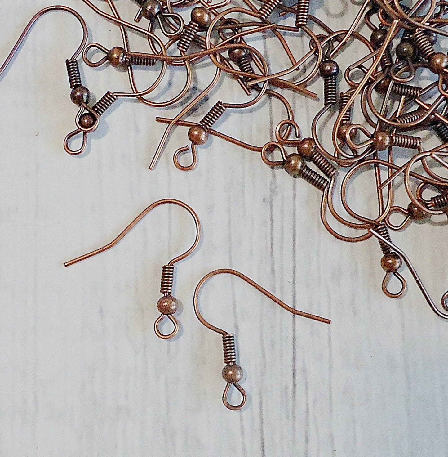 Copper Earwire, Ball and Coil, French Earwire, Nickel Free, 20 grams