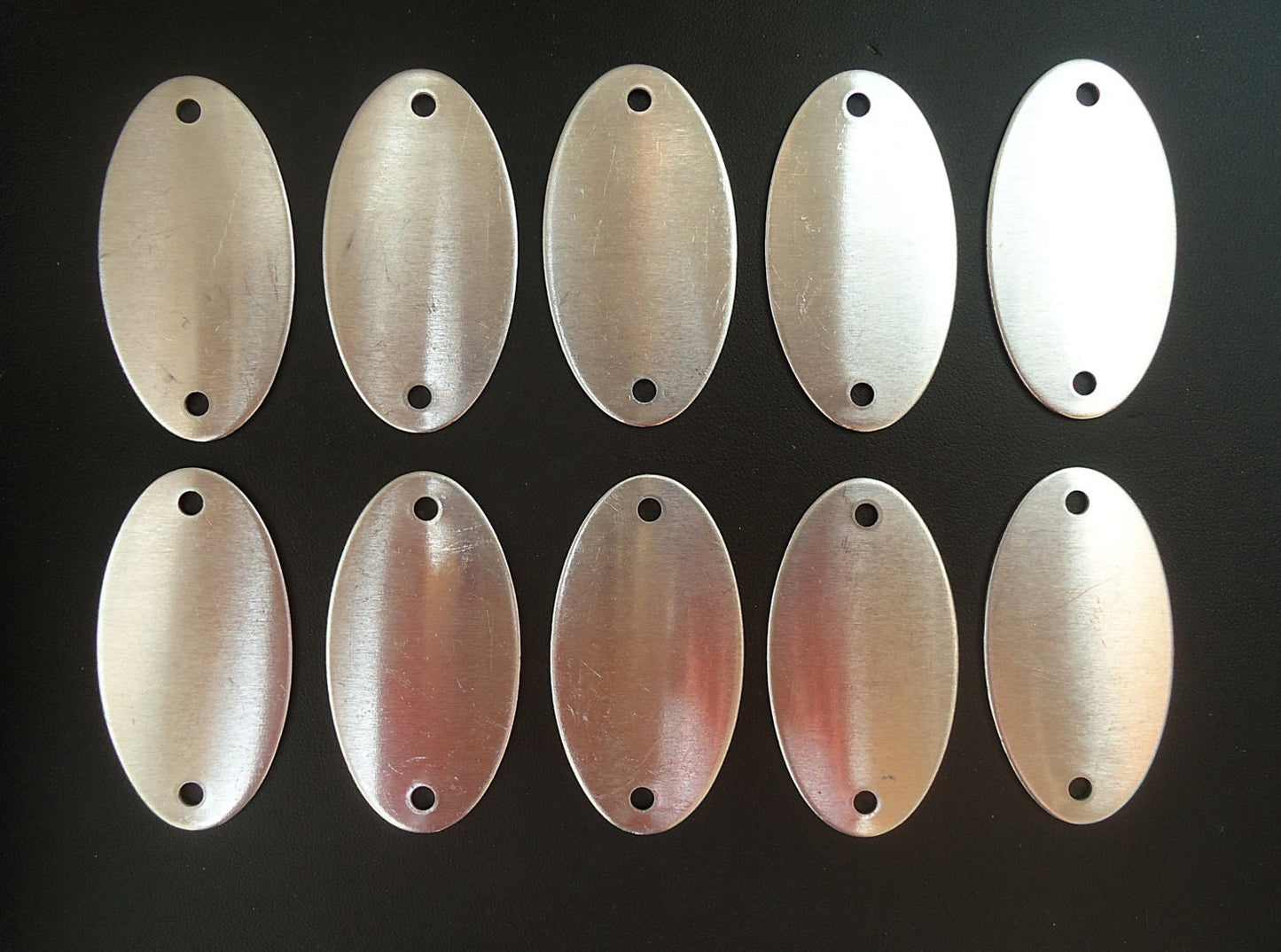 10 Large Oval Aluminum Stamping Blanks with 2 Holes - 1 7/8" Tall, Links, Connectors