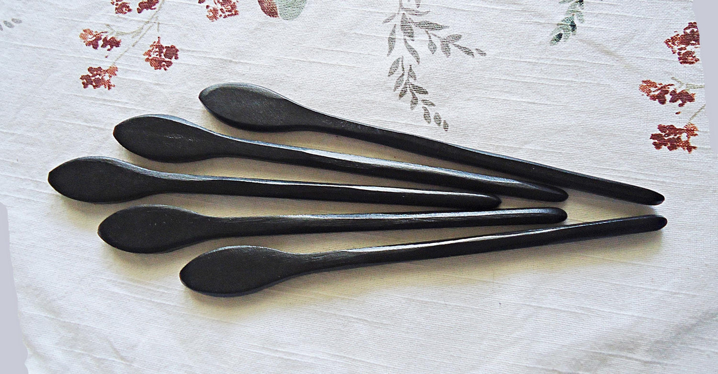 Wood Hair Stick Blanks, Plain Black Wood Hair Stick, 7 Inches Long, Minimalist, Simple