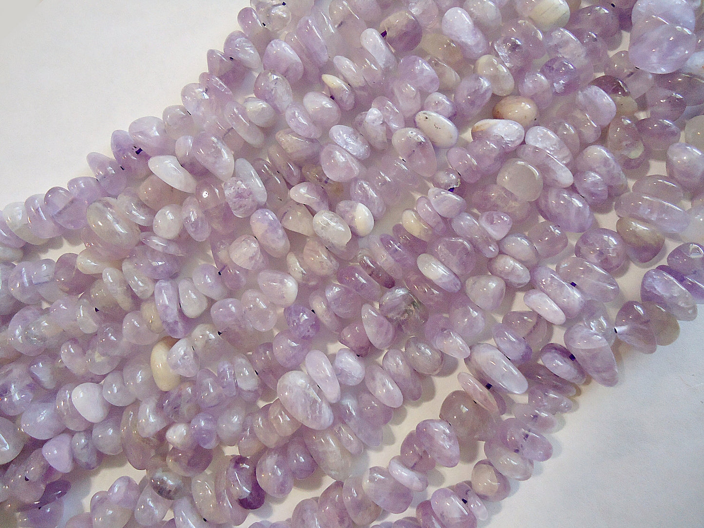 Amethyst Pebbles 10-15mm, Tumbled, Smooth, Center Drilled, 16" Strand, Light Purple