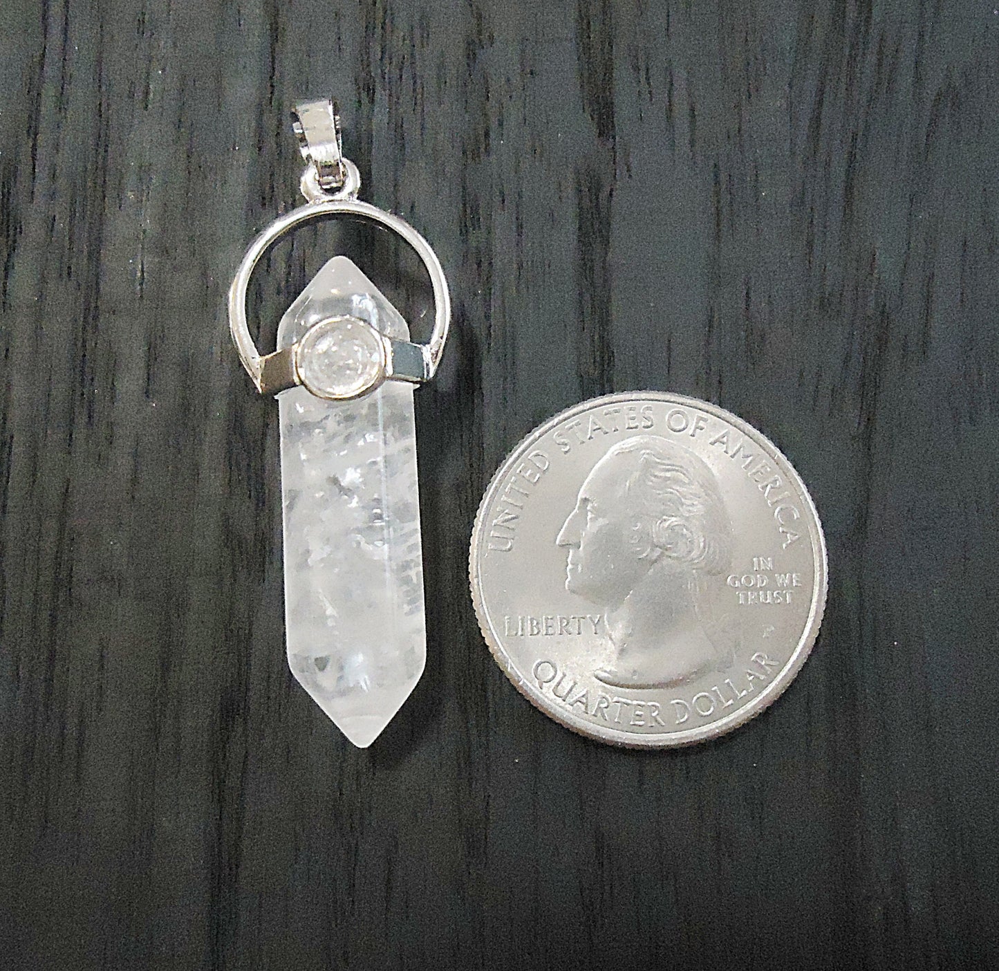 Quartz Crystal Pendant, Double Terminated Crystal, 1.25" Long