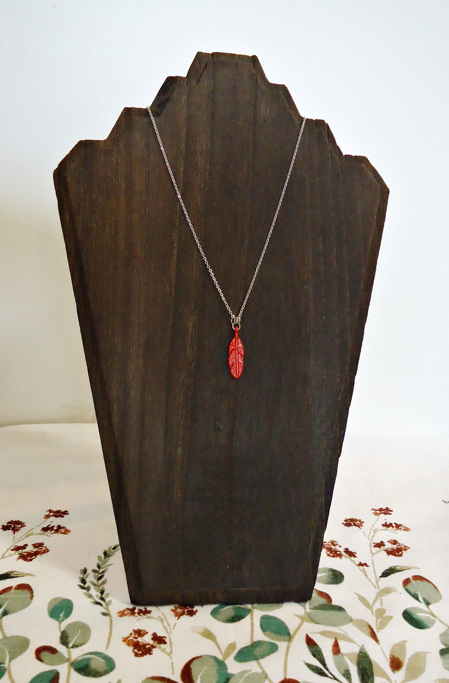 Wooden Easel Necklace Display for 3 Necklaces, Dark Brown Wood, Pegs on Back, Multi-Necklace, Layered Wood