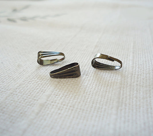 Small Scalloped Bails, Antique Bronze, Jump Ring Alternative, 8.5x3mm
