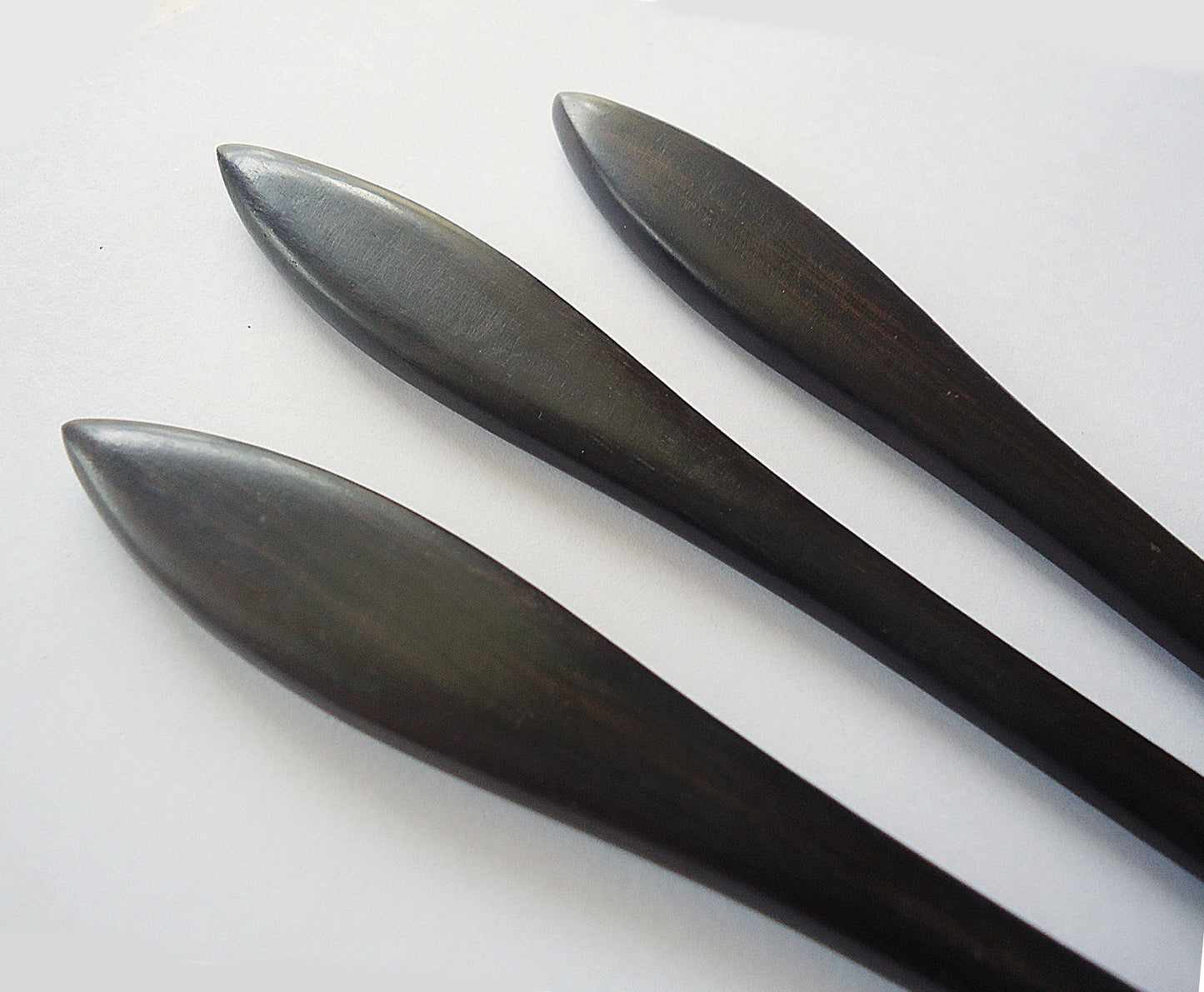 Solid Wood Hair Stick, Paddle, 7" Long, Black