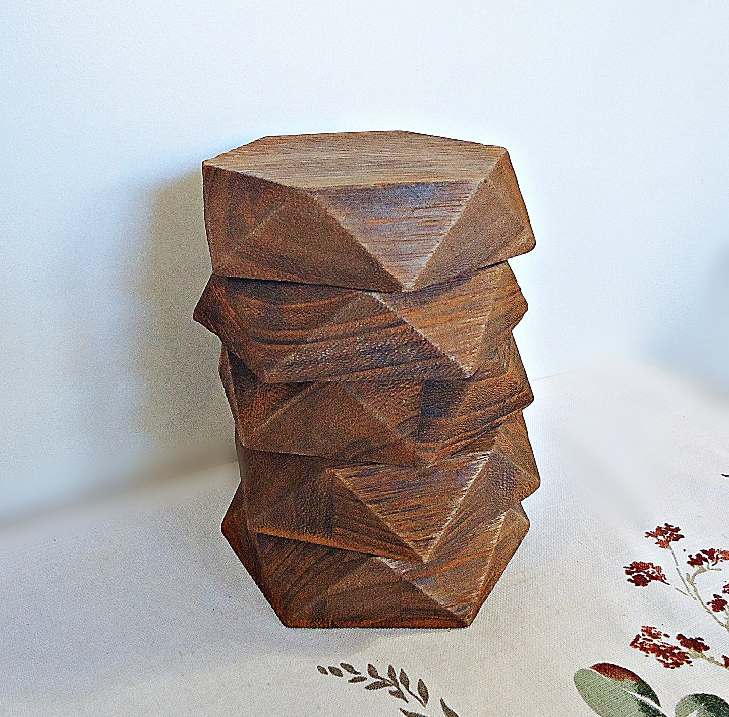 Flat Hexagon Wooden Riser, Tabletop Riser, Vertical or Lay Flat, Bracelet Display, Small Item Display, Versatile, Brown