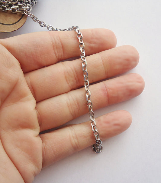 Bulk Unfinished Stainless Steel Chain, 3.7mm Wide, Unsoldered, 10m (33ft)