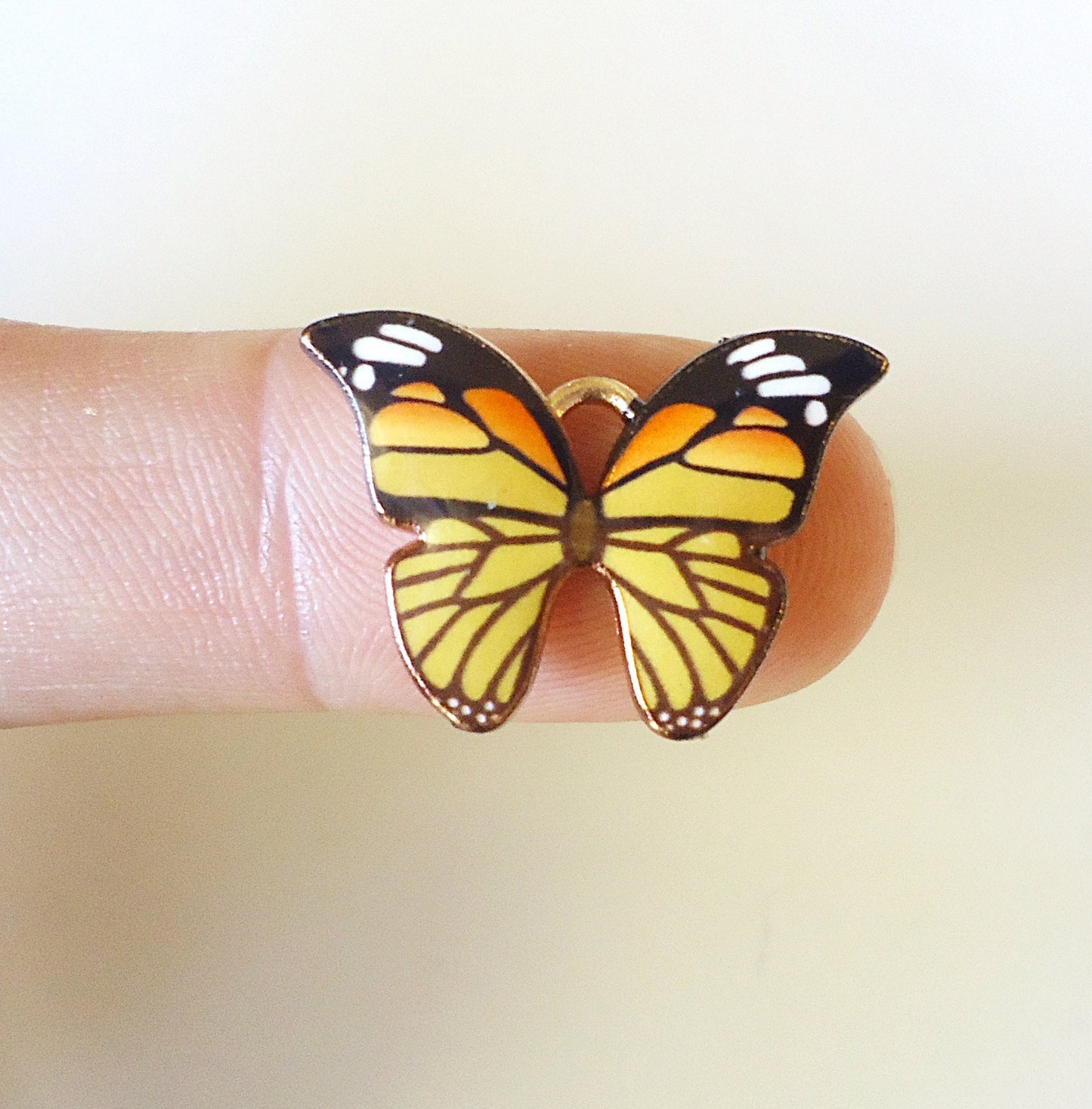 Butterfly Charms / Pendants, Blue, Pink, Yellow, Purple, Light Gold, Enameled, 7/8" W x 5/8" Tall
