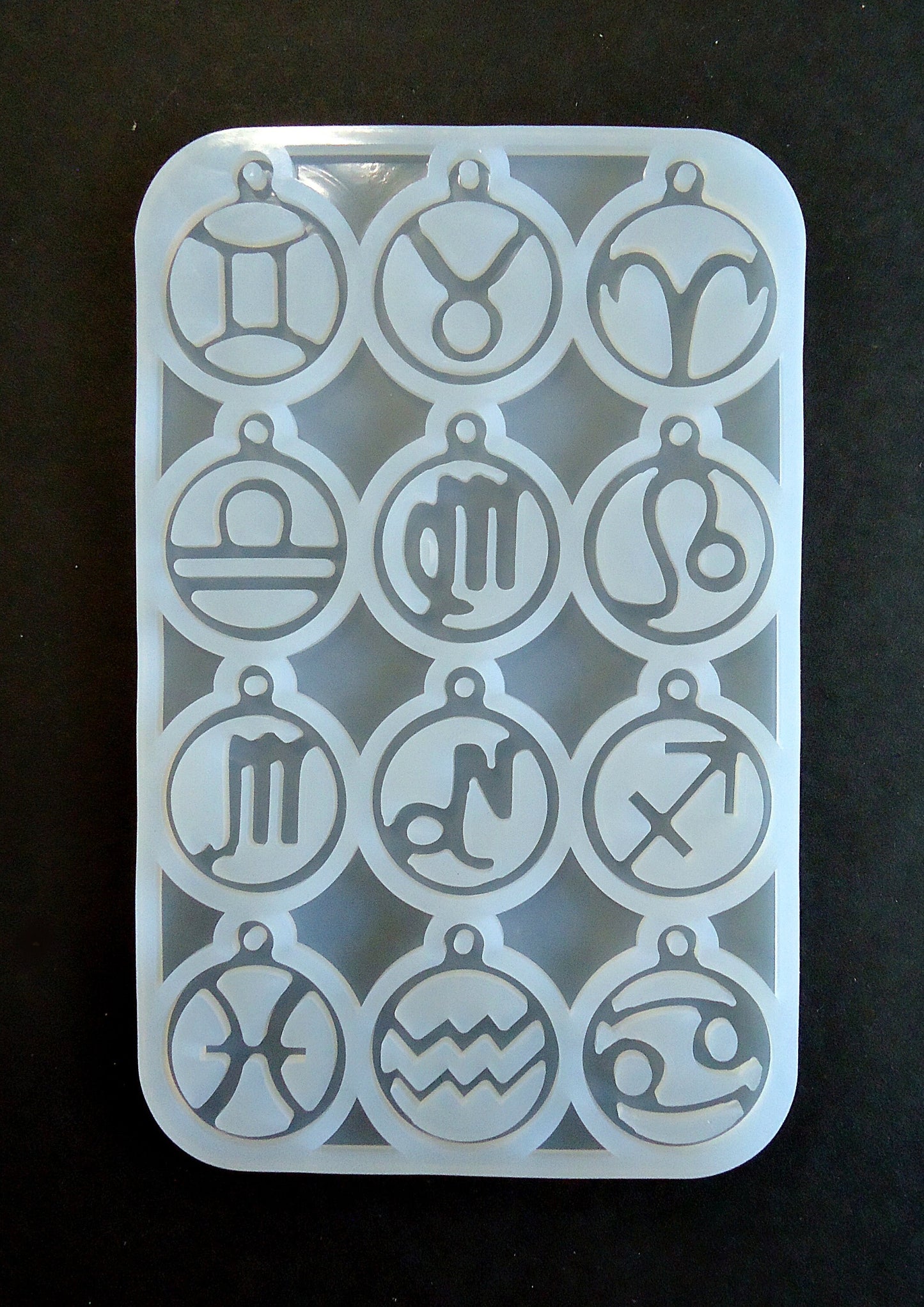 Silicone Mold, 12 Zodiac Charms Pendants, Epoxy Resin Jewelry Mold