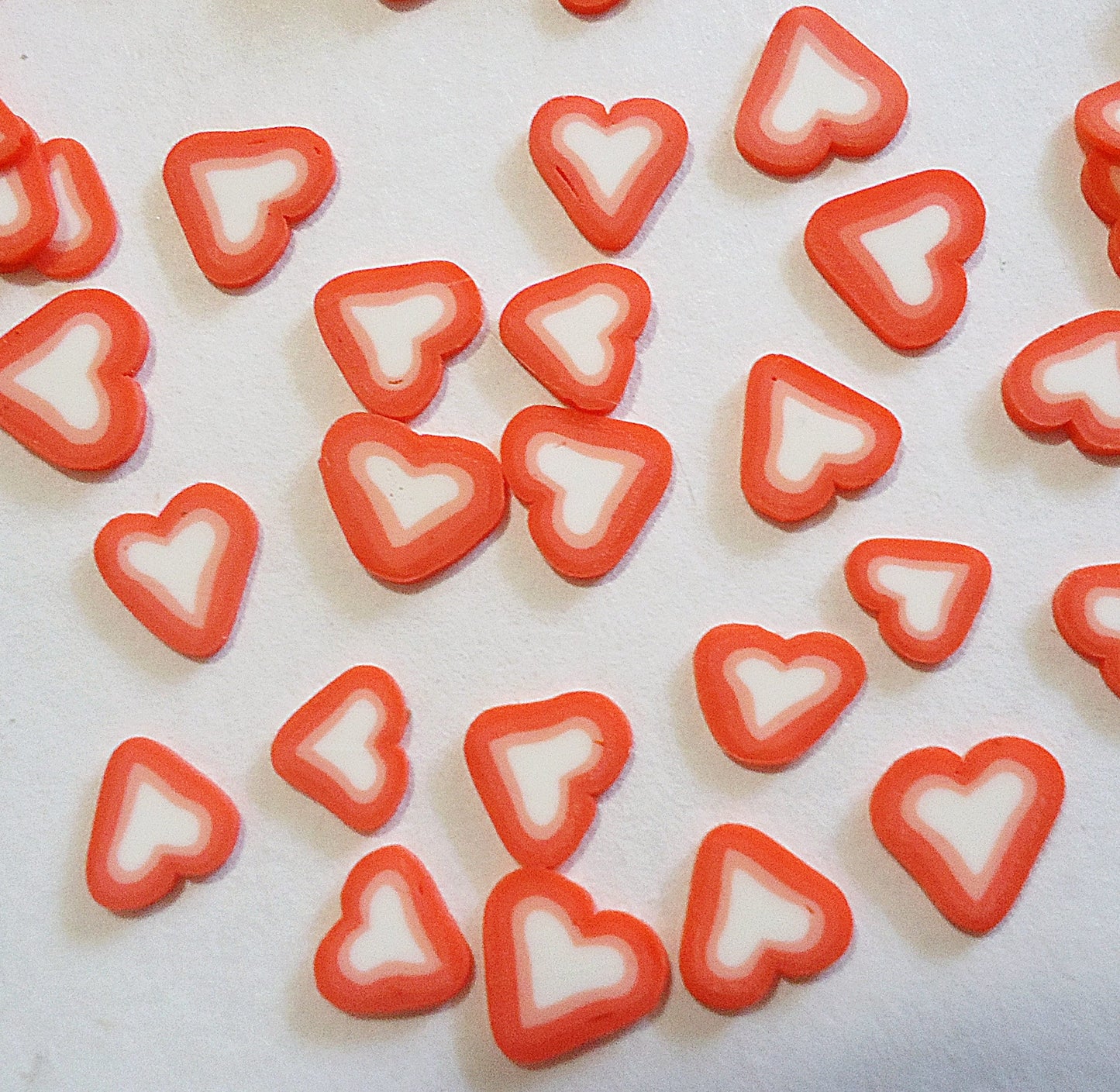 Tiny Red and White Hearts, Polymer Clay Slices, for Resin Crafts, Resin Filler, Love, Valentines Day, 10g