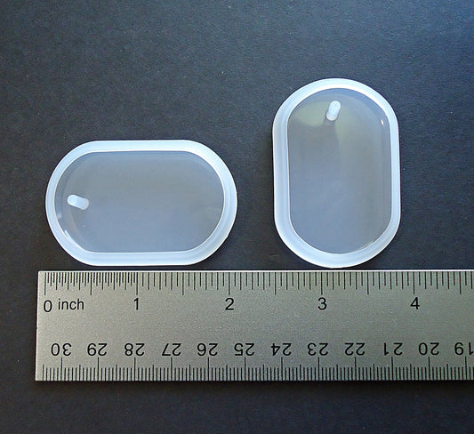 Silicone Mold for Epoxy Resin Crafts, Rounded Oval Dog Tag Pendant with Beveled Edge