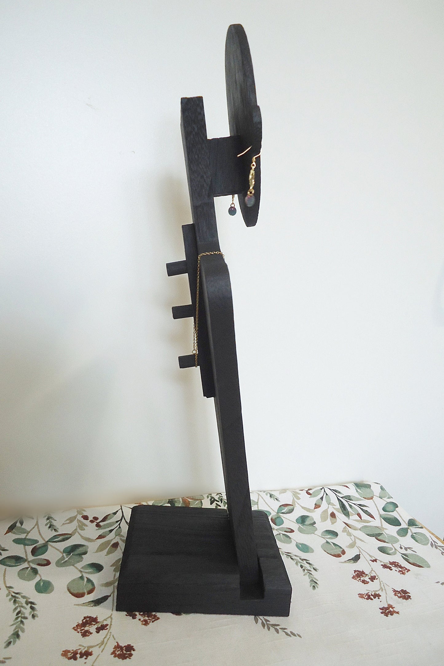 Wood Mannequin Bust, Necklace and Earring Display, Black Wood, Portable, Photograph Prop
