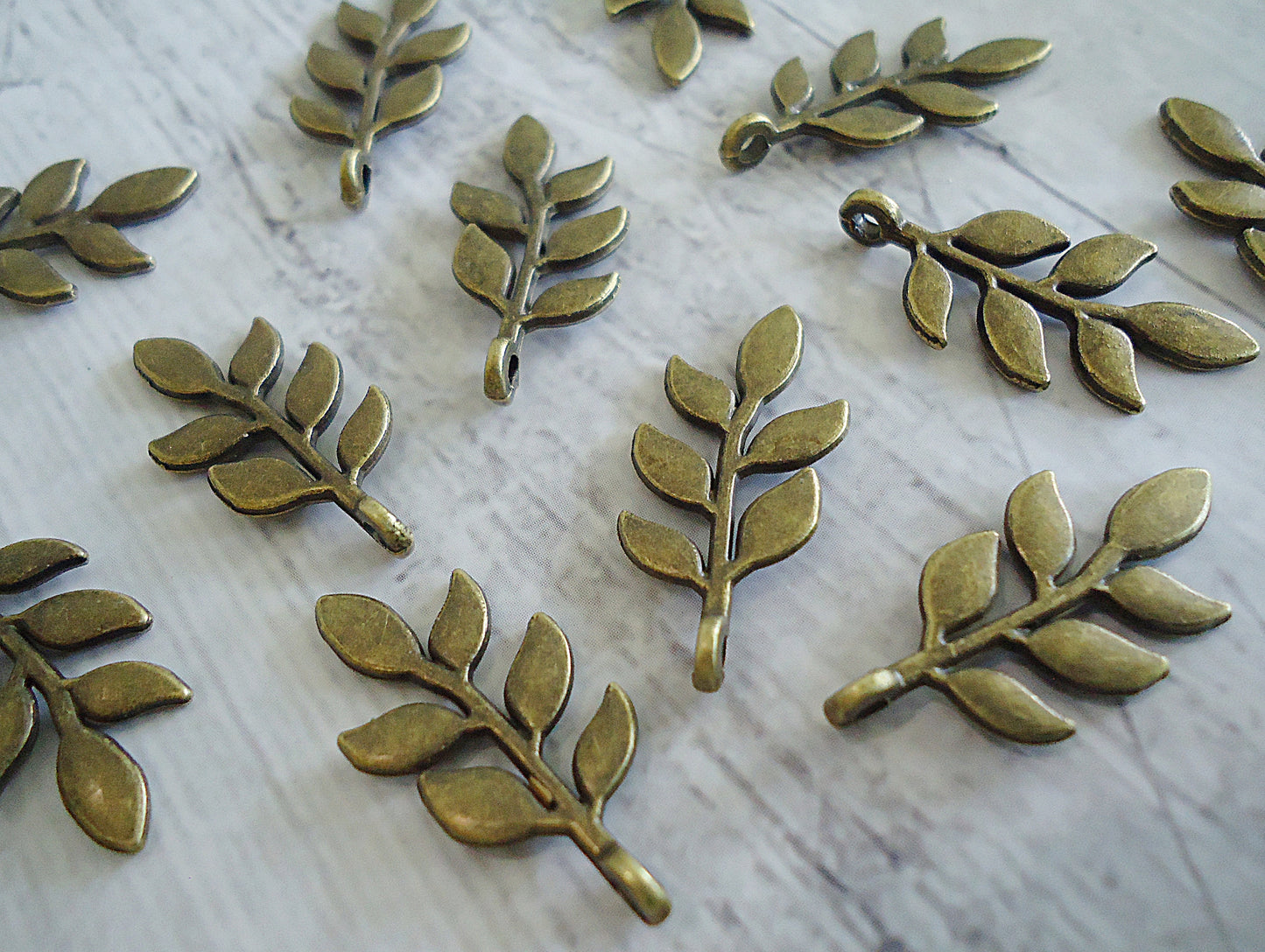 Bronze Leaf Charms, 1" Long x 1/2" Wide, Set of 10