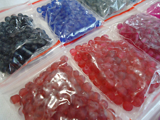 Frosted Glass Beads, 4mm, Synthetic Sea Glass, 18 Colors, 1800 Beads, 100 pieces per color
