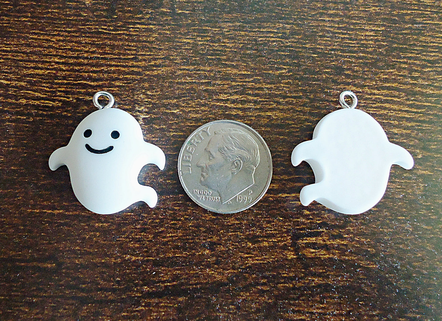 White Ghost Charms, Friendly Ghost, Resin Halloween Charms, 3/4" Tall, Set of 10