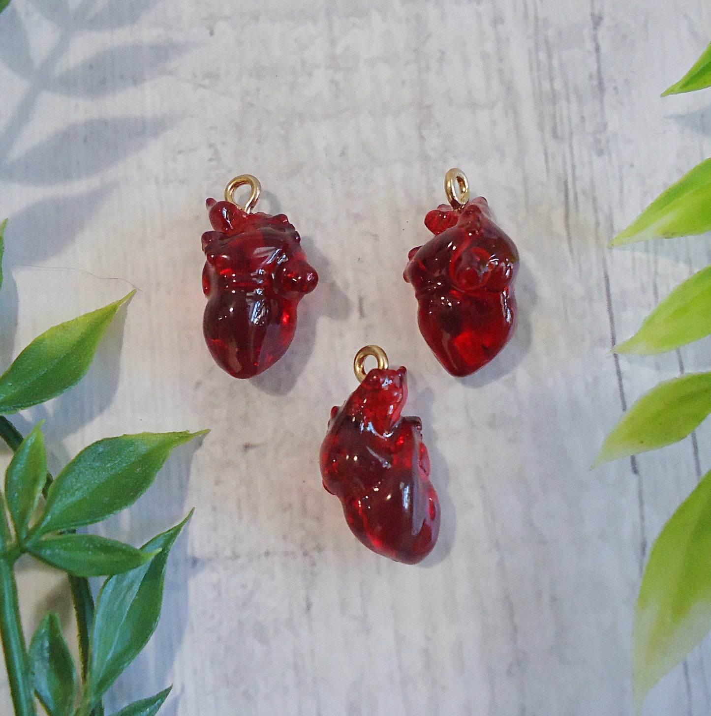 Red Heart Organ Charm, Red Resin Heart, 3/4" Tall