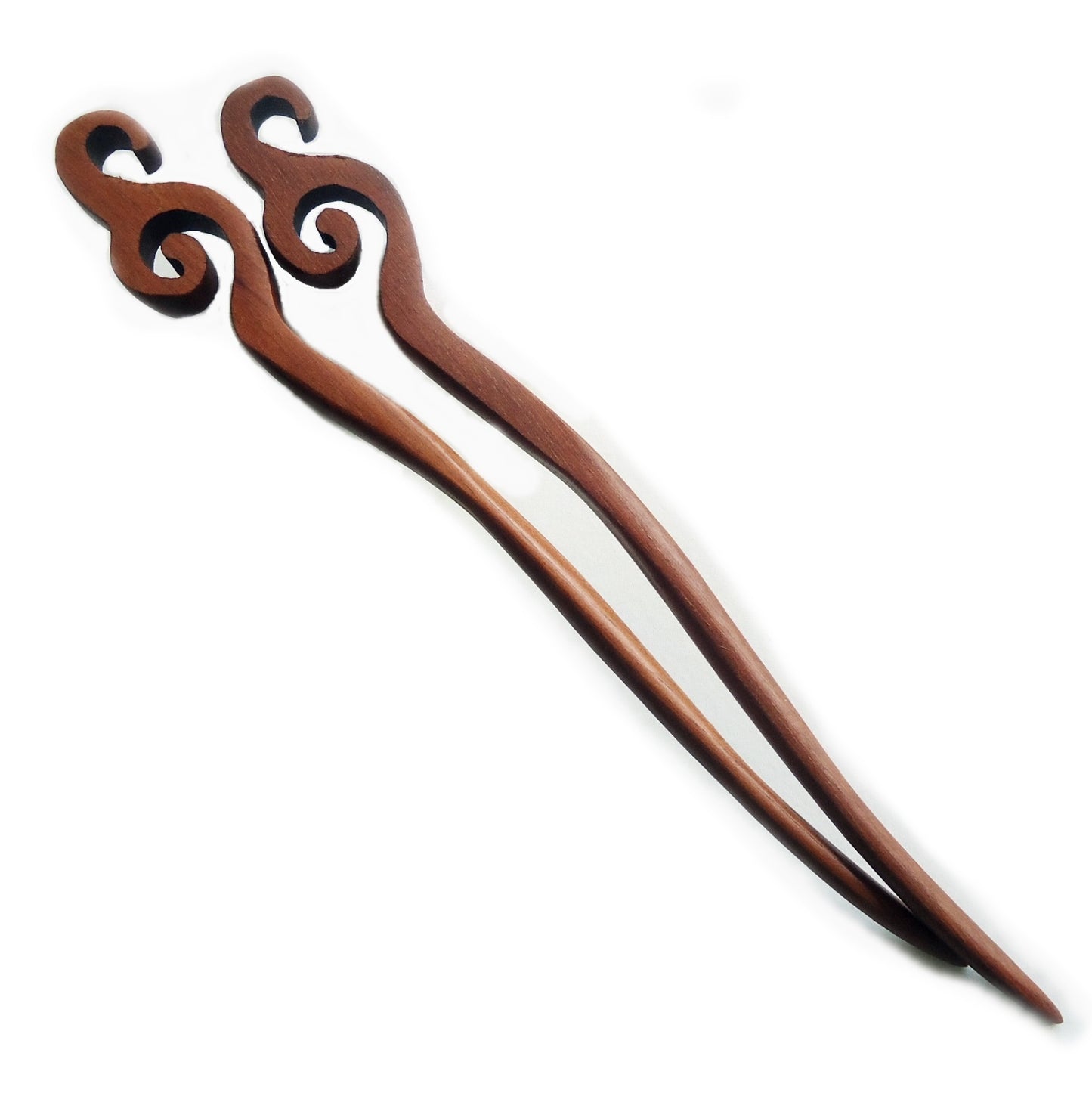 Seven Inch Sturdy Wooden Hair Sticks, Carved, Leaves, Swirls, Antlers, Tendrils, Graduated Circles, Hearts, Open Waves