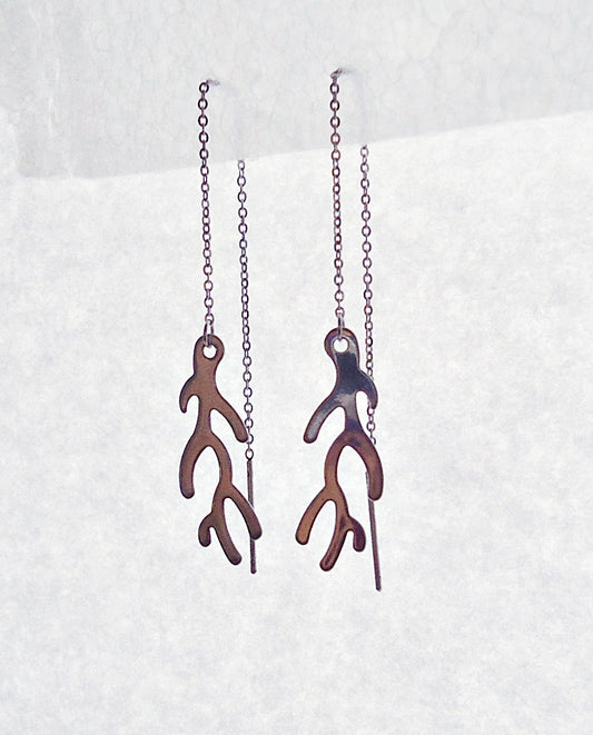 Stainless Steel Threader Earrings - Branches
