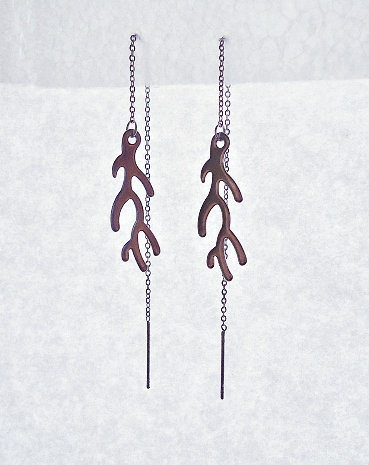 Stainless Steel Threader Earrings - Branches