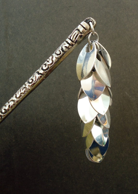 Cascading Shiny Silver Hair Stick